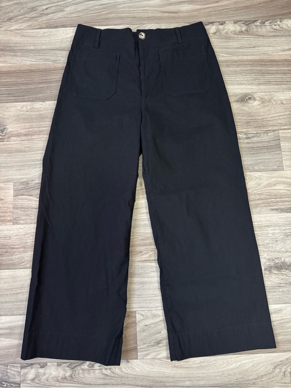 Maeve The Colette Wide Leg Black Viscose Linen Blend Pants Size 32